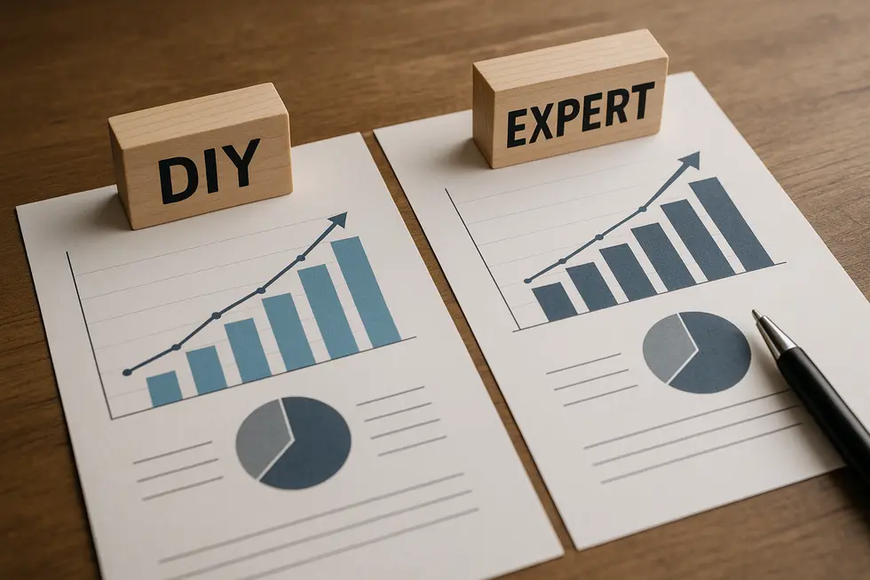 Porównanie inwestycji w marketing DIY i współpracy z ekspertem.