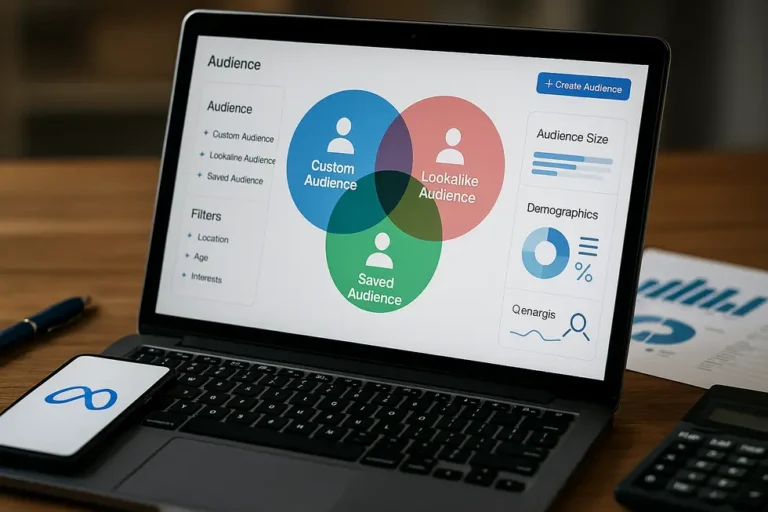 Obraz ilustrujący grupy odbiorców i metody targetowania w Meta Ads.