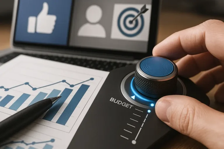 A composite image showing components of Facebook Ads campaigns for effective budget scaling.