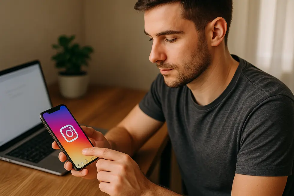 Ikona Instagrama symbolizująca shadowban z zasłoniętą widocznością treści.