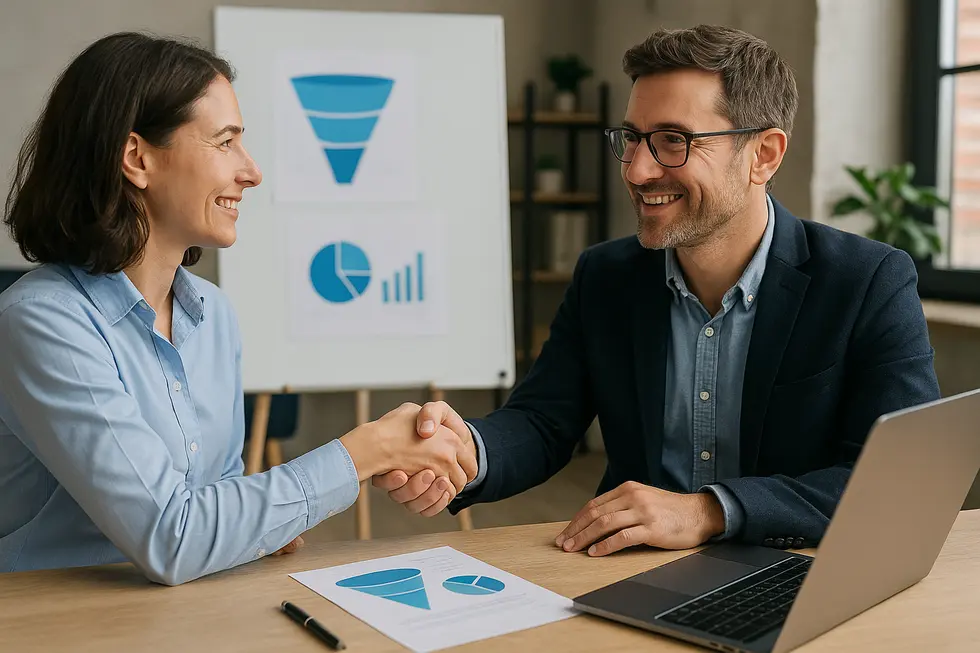 Zobrazowanie współpracy między działem sprzedaży a marketingu w kontekście integracji lejków.